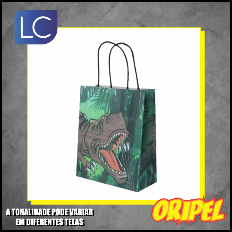 SACOLA KRAFT FANTASIA/DINO REX 21,5X17,5X8,5CM LC 10 UN