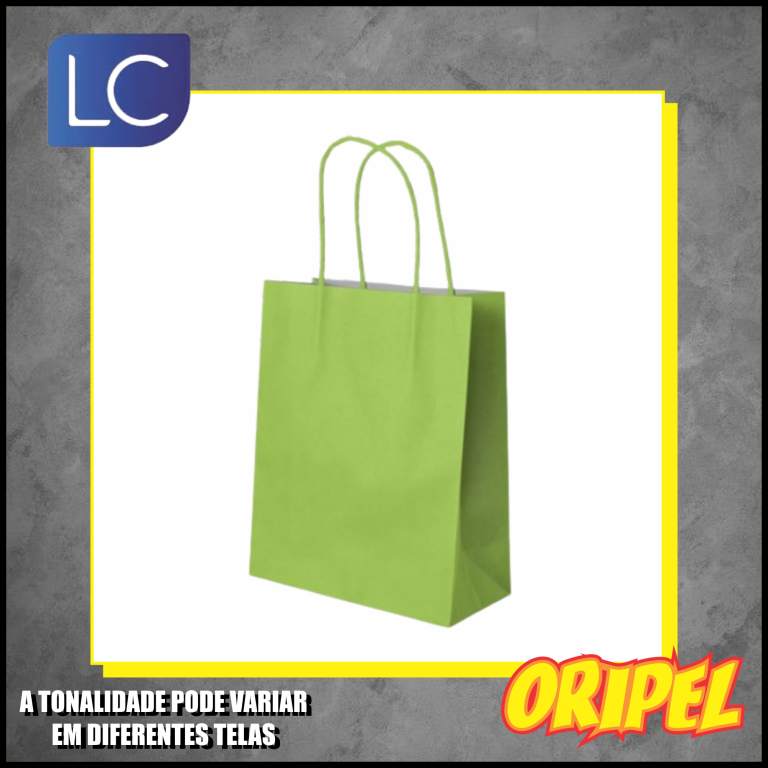 SACOLA KRAFT LISA/VERDE LIMÃO 21,5X17,5X8,5CM LC 10 UN