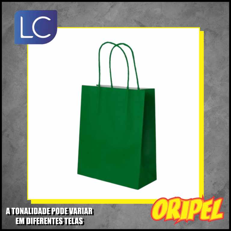 SACOLA KRAFT LISA/VERDE BANDEIRA 21,5X17,5X8,5CM LC 10 UN