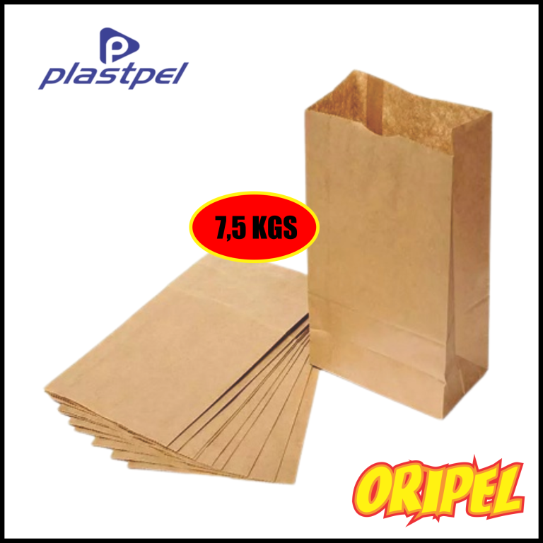 SACO KRAFT MIX MARROM LISO 7½ KGS PLASTPEL 500 UN