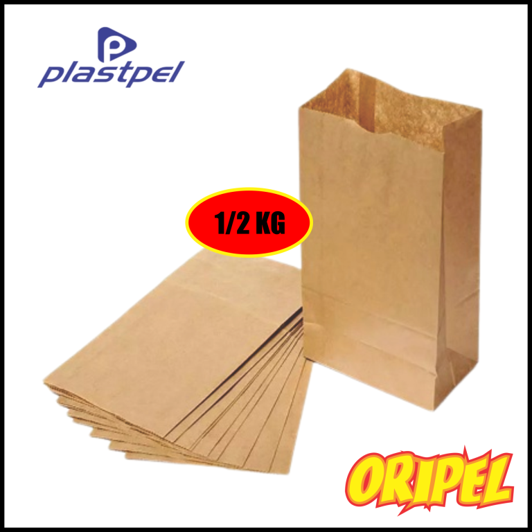 SACO KRAFT MIX MARROM LISO ½ KG PLASTPEL 500 UN
