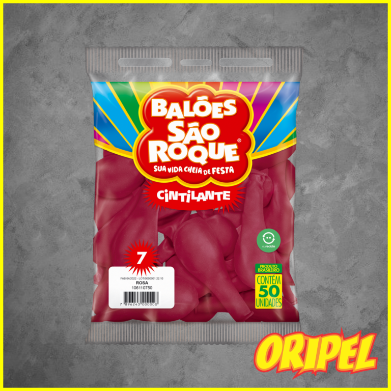 BALÃO CINTILANTE/7 ROSA SÃO ROQUE 50 UN