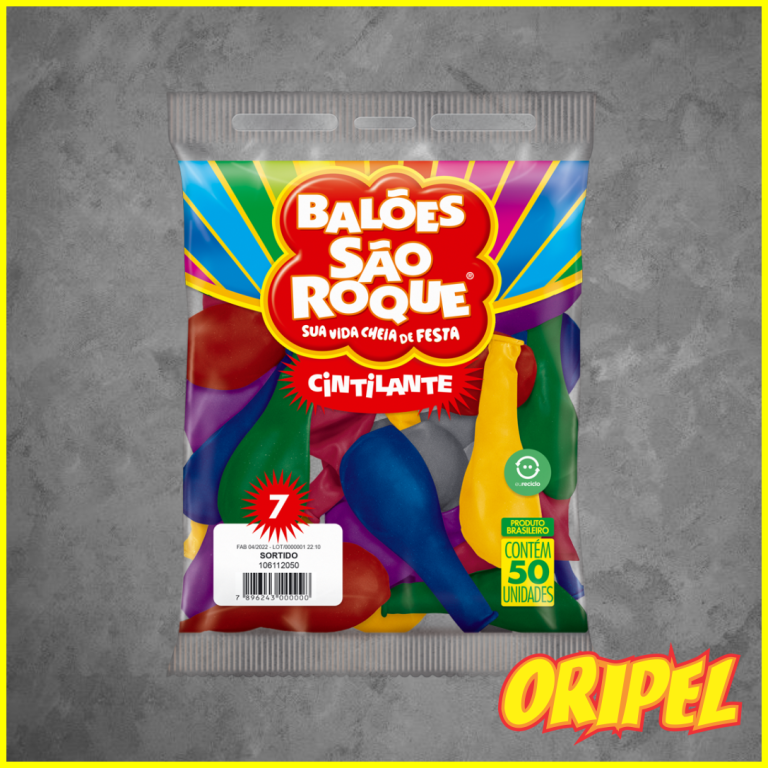 BALÃO CINTILANTE/7 SORTIDOS SÃO ROQUE 50 UN