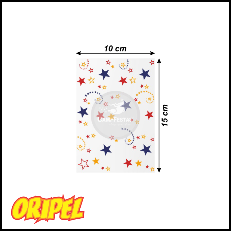 SACO DECORADO/CONST.UNISSEX 10X15CM CAMP FESTAS 50 UN