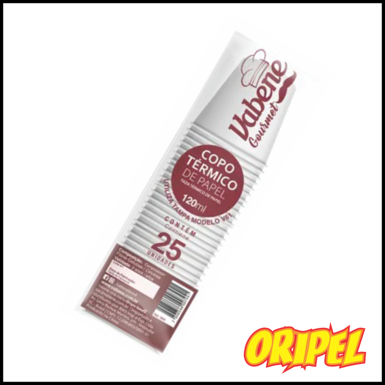 COPO TERMICO PAPEL BRANCO 120ML VABENE 25 UN