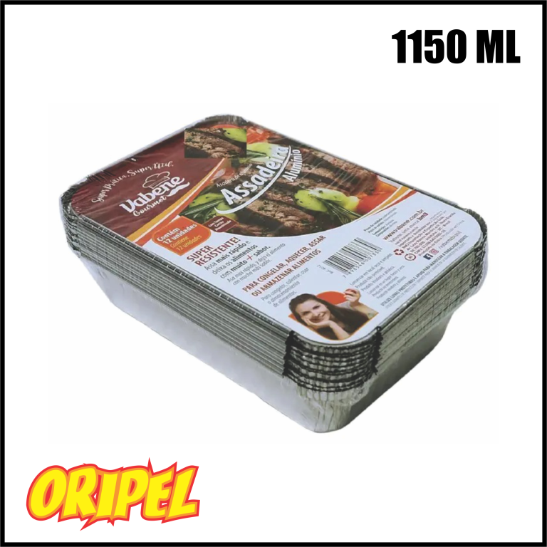 ASSADEIRA ALUMINIO RETANGULAR 1150ML VABENE 12 UN