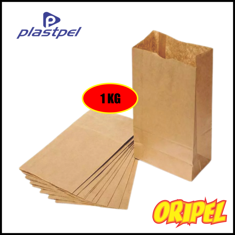SACO KRAFT MIX MARROM LISO 1 KG PLASTPEL 500 UN