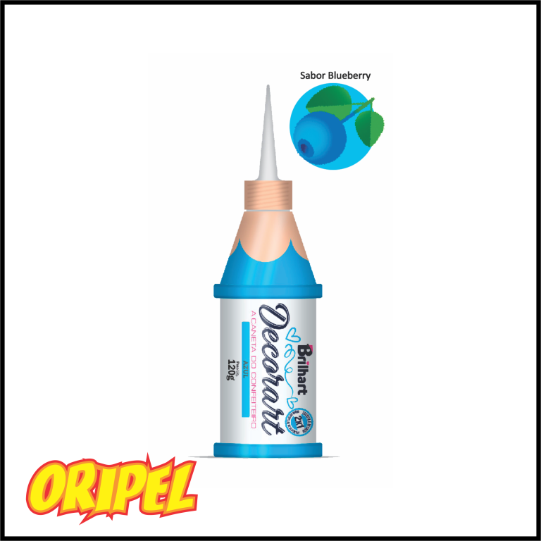 CANETA DECORART AZUL/SABOR BLUEBERRY BRILHART 120G