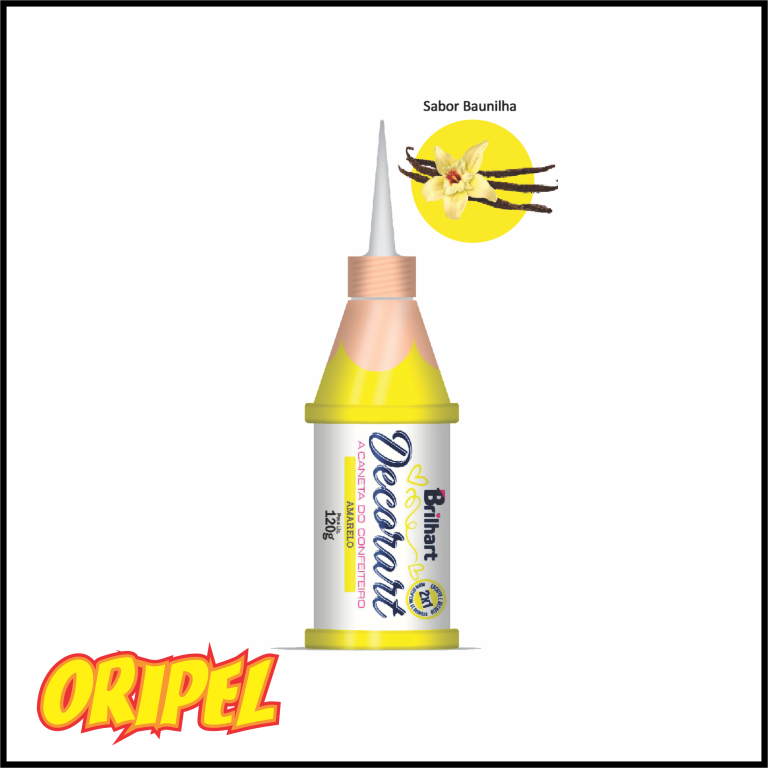 CANETA DECORART AMARELO/SABOR BAUNILHA BRILHART 120G