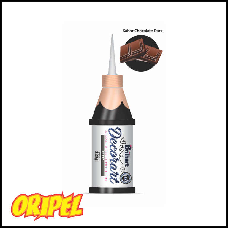 CANETA DECORART PRETO/SABOR CHOC DARK BRILHART 120G