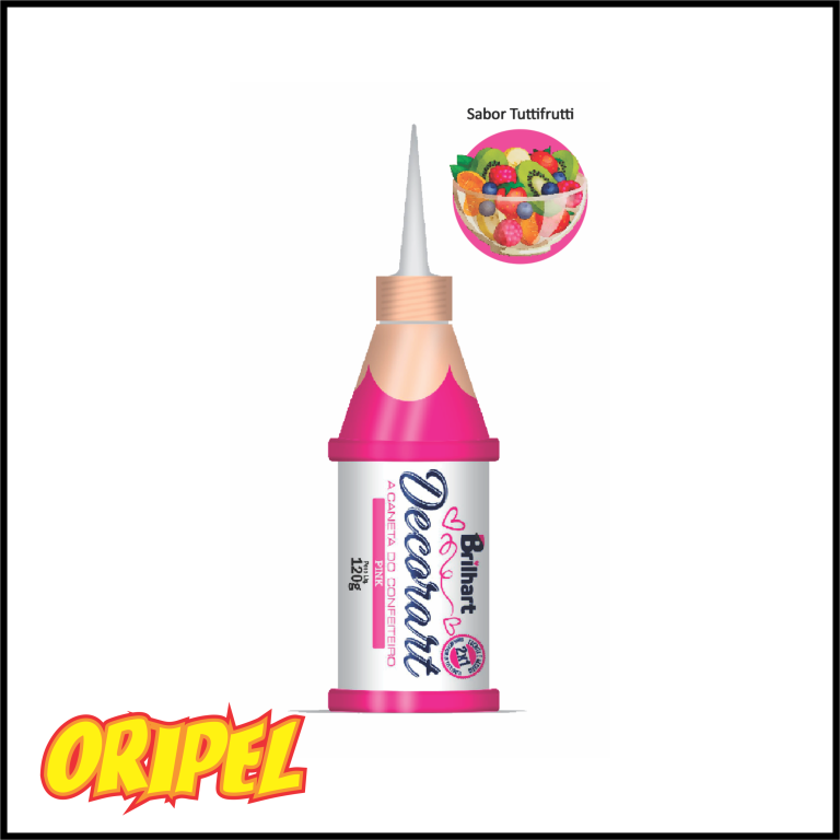 CANETA DECORART PINK/SABOR TUTTI-FRUTTI BRILHART 120G