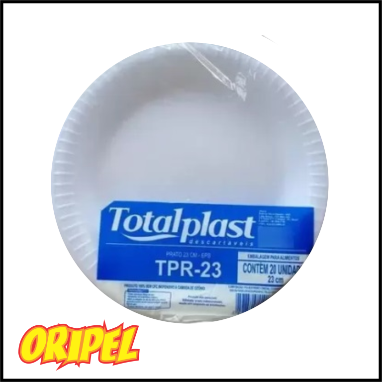 PRATO ISOPOR RASO 23CM BRANCO/TPR-23 TOTALPLAST 20 UN
