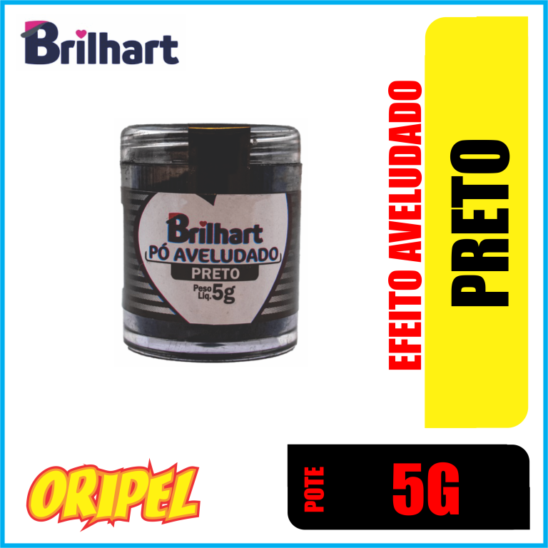 PO DECORATIVO EFEITO AVELUDADO PRETO BRILHART 5G