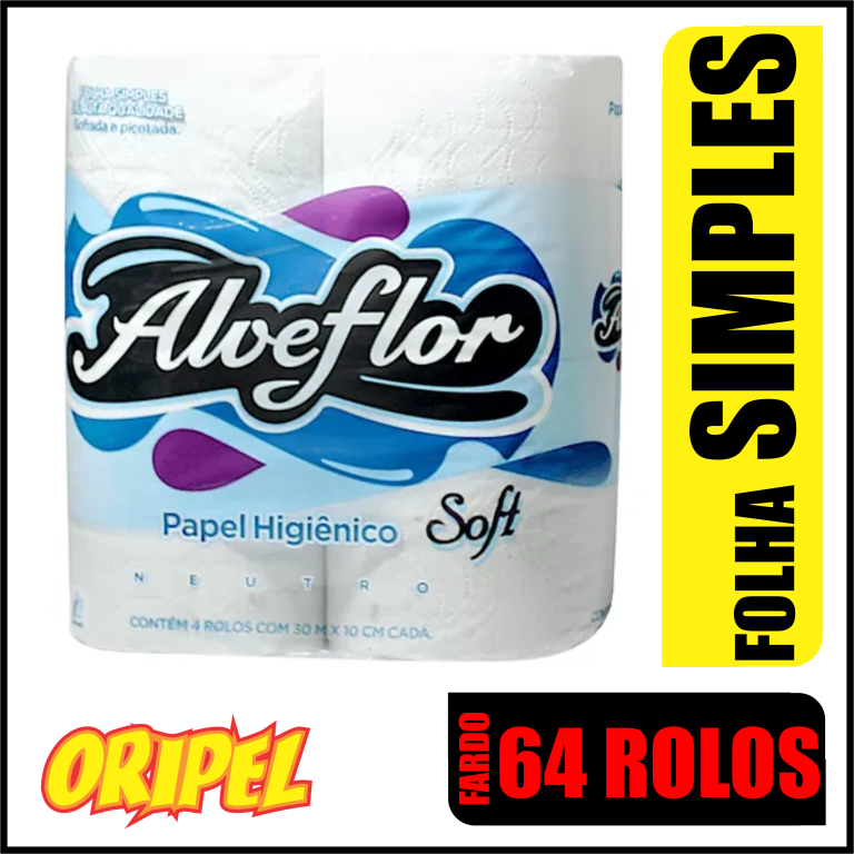 PAPEL HIGIENICO F.SIMPLES 30MX10CM ALVEFLOR 16X4ROLOS