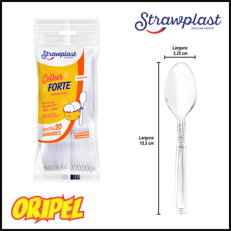COLHER FORTE/CRISTAL STRAWPLAST 20 UN