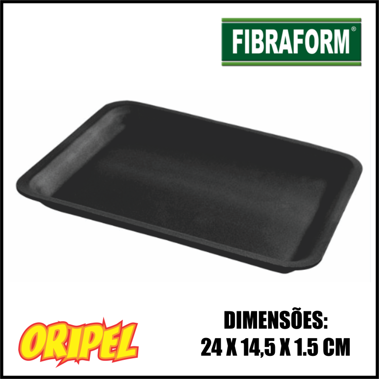 BANDEJA EPS RASA PRETA/FR02 24X14X1,5CM FIBRAFORM 100 UN