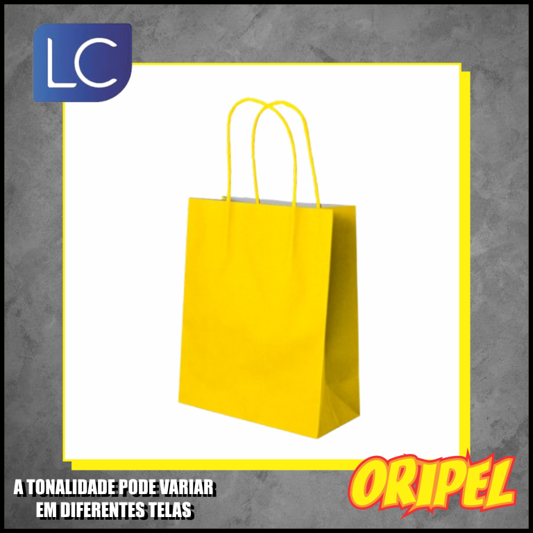 SACOLA KRAFT LISA/AMARELA 21,5X17,5X8,5CM LC 10 UN