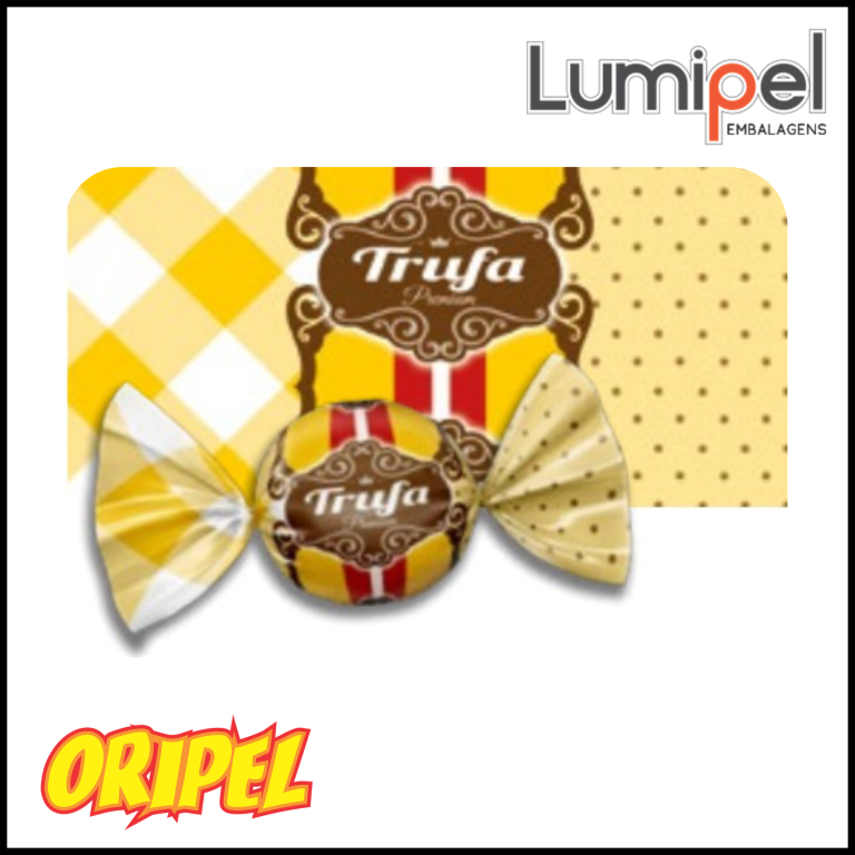 EMBALAGEM TRUFA VINTAGE AMARELO 15X16CM LUMIPEL 100 FLS
