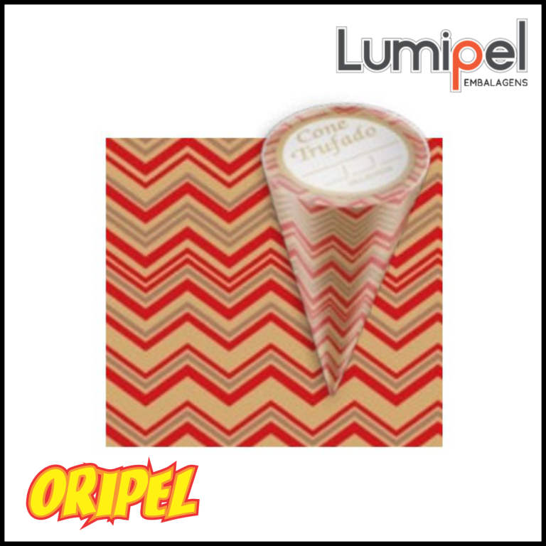 EMBALAGEM CONE CHEVRON VERMELHO 10X15CM LUMIPEL 50 UN