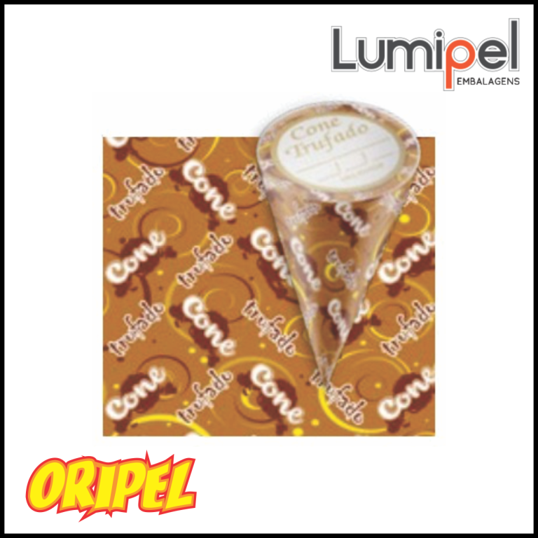 EMBALAGEM CONE TRUFADO MARROM 10X15CM LUMIPEL 50 UN