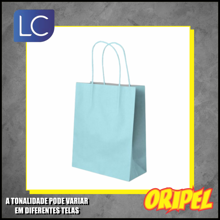 SACOLA KRAFT LISA/AZUL BEBE 16X13,5X8CM LC 10 UN