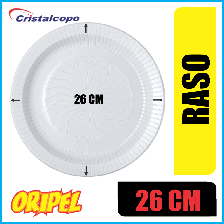 PRATO RASO 26CM/BRANCO CRISTALCOPO 10 UN