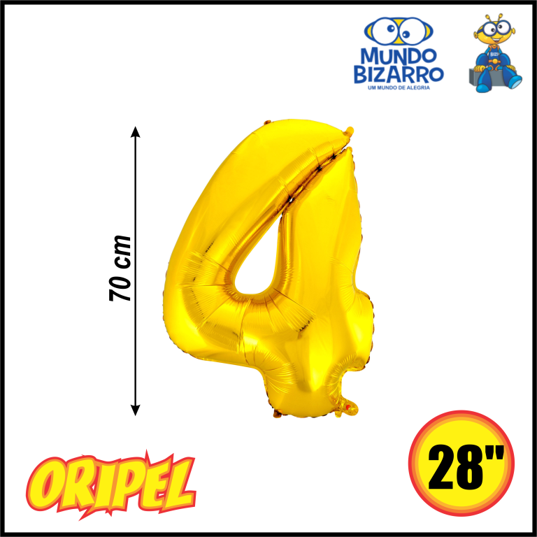 BALÃO METALIZADO 70CM/28" OURO/4 MUNDO BIZARRO