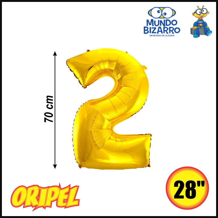 BALÃO METALIZADO 70CM/28" OURO/2 HYPPER IMPORTS