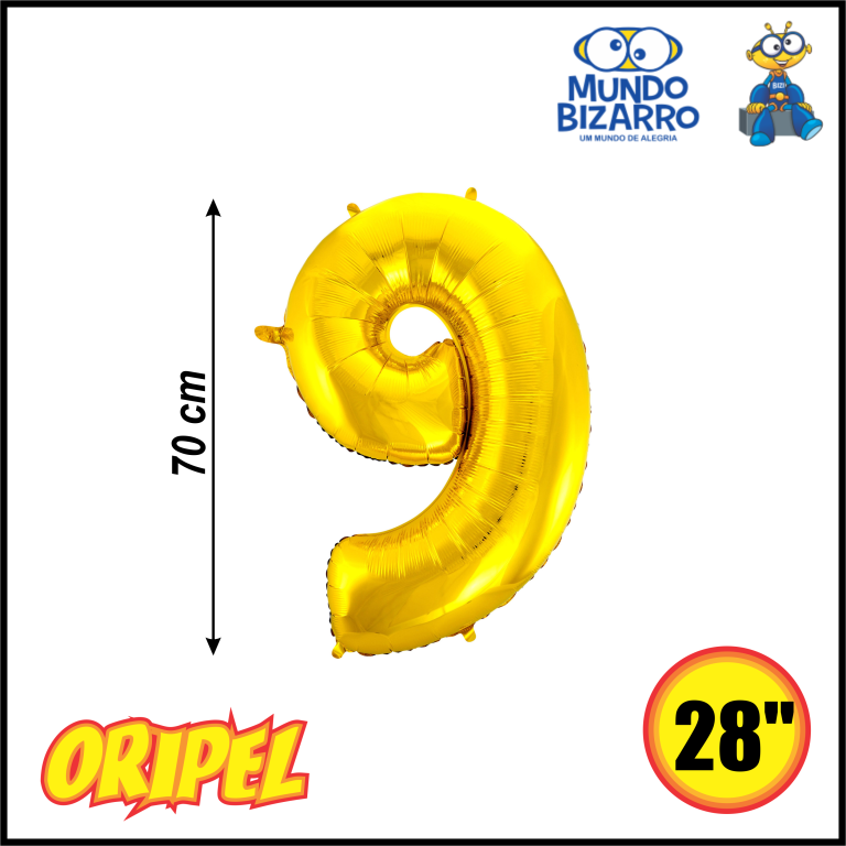 BALÃO METALIZADO 70CM/28" OURO/9 MUNDO BIZARRO