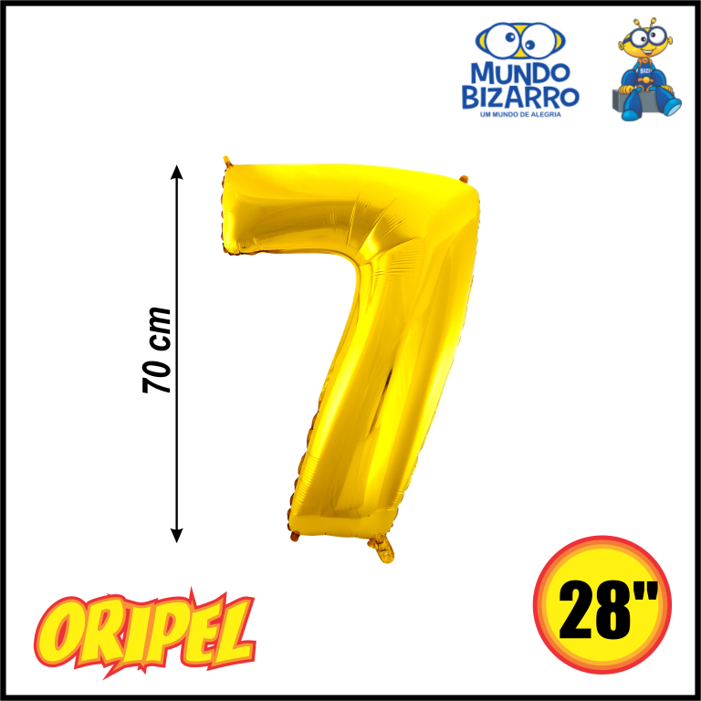 BALÃO METALIZADO 70CM/28" OURO/7 MUNDO BIZARRO