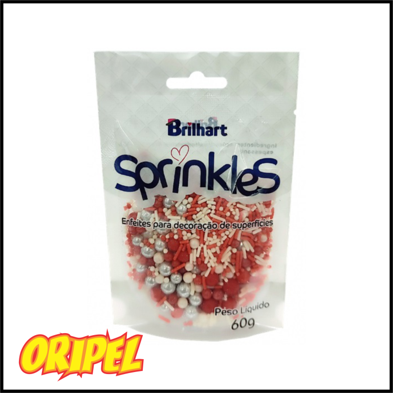 SPRINKLES VERMELHO/BRANCO BRILHART 60G