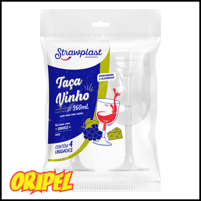 TAÇA VINHO 260ML/CRISTAL STRAWPLAST 4 UN