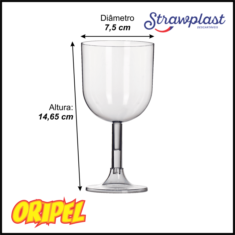 TAÇA VINHO 260ML/CRISTAL STRAWPLAST 4 UN
