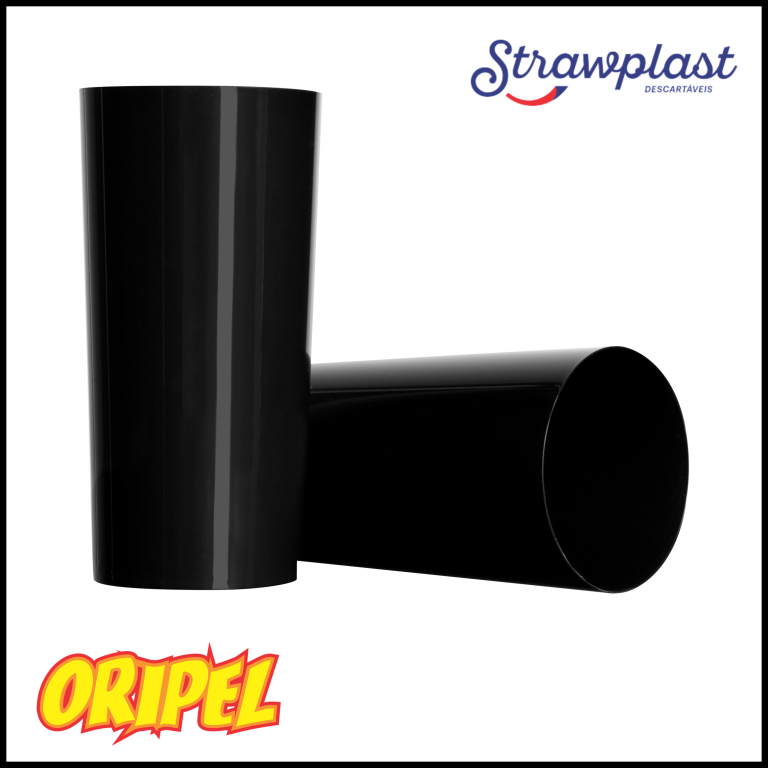 COPO 340ML/PRETO STRAWPLAST 10 UN