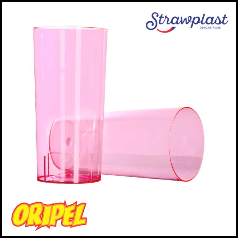COPO 340ML/ROSA NEON STRAWPLAST 10 UN