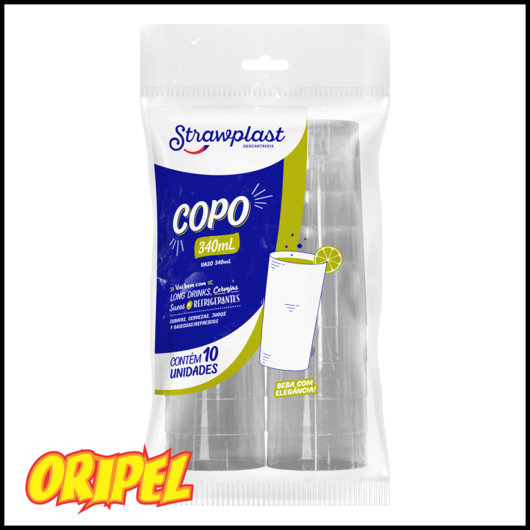 COPO 340ML/CRISTAL STRAWPLAST 10 UN