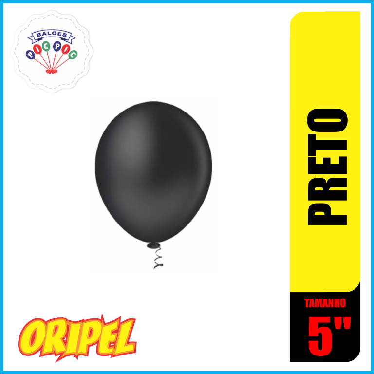 BALÃO REDONDO LISO 5'' PRETO PIC PIC 50 UN