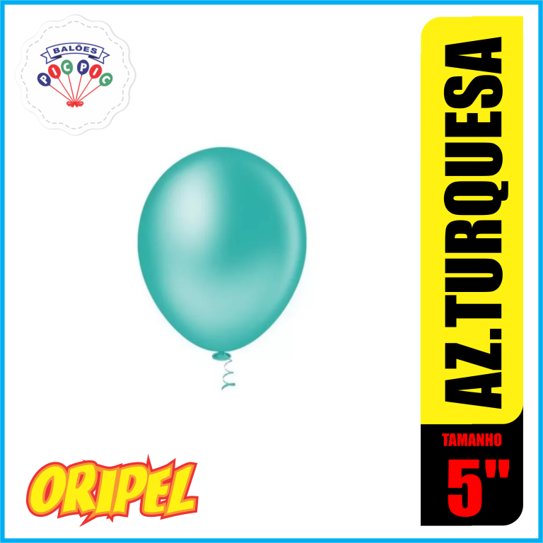 BALÃO REDONDO LISO 5'' AZUL TURQUESA PIC PIC 50 UN