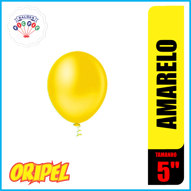 BALÃO REDONDO LISO 5'' AMARELO PIC PIC 50 UN