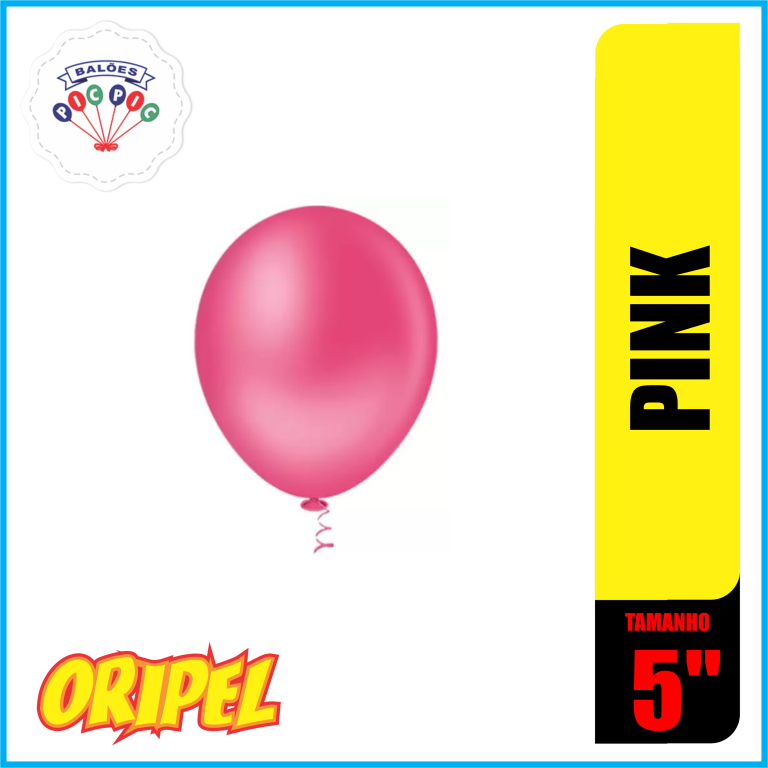 BALÃO REDONDO LISO 5'' PINK PIC PIC 50 UN