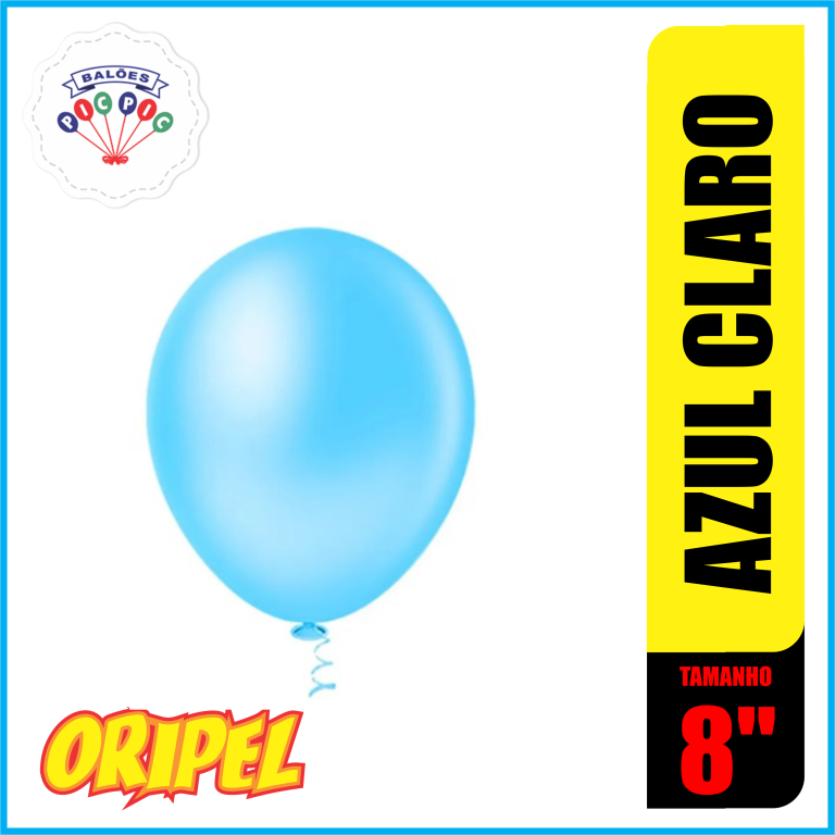 BALÃO REDONDO LISO 8'' AZUL CLARO PIC PIC 50 UN