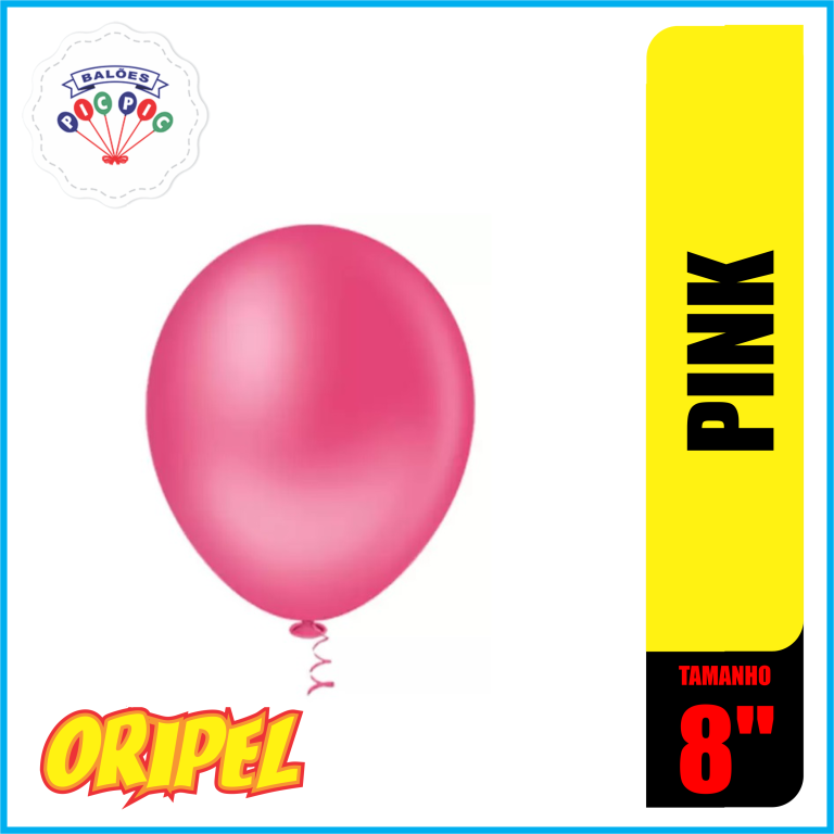 BALÃO REDONDO LISO 8'' PINK PIC PIC 50 UN