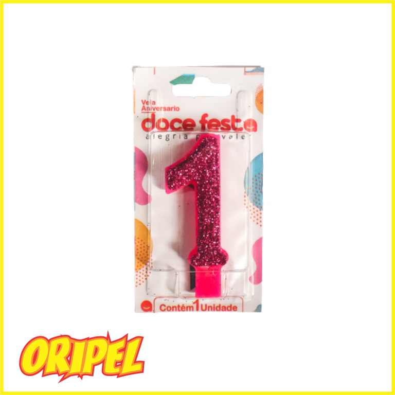 VELA ANIV SUPER GLITER PINK/1 DOCE FESTA