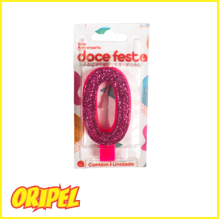 VELA ANIV SUPER GLITER PINK/0 DOCE FESTA
