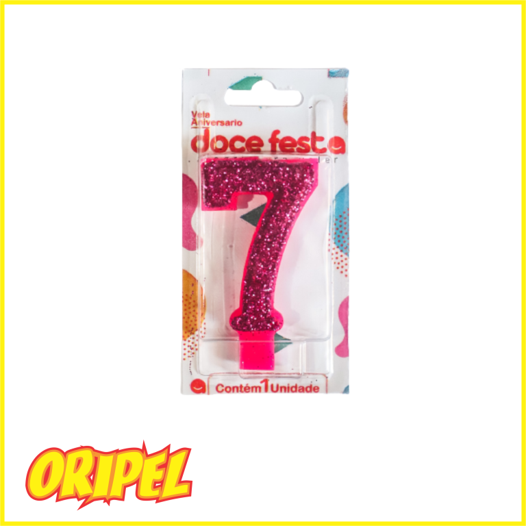 VELA ANIV SUPER GLITER PINK/7 DOCE FESTA