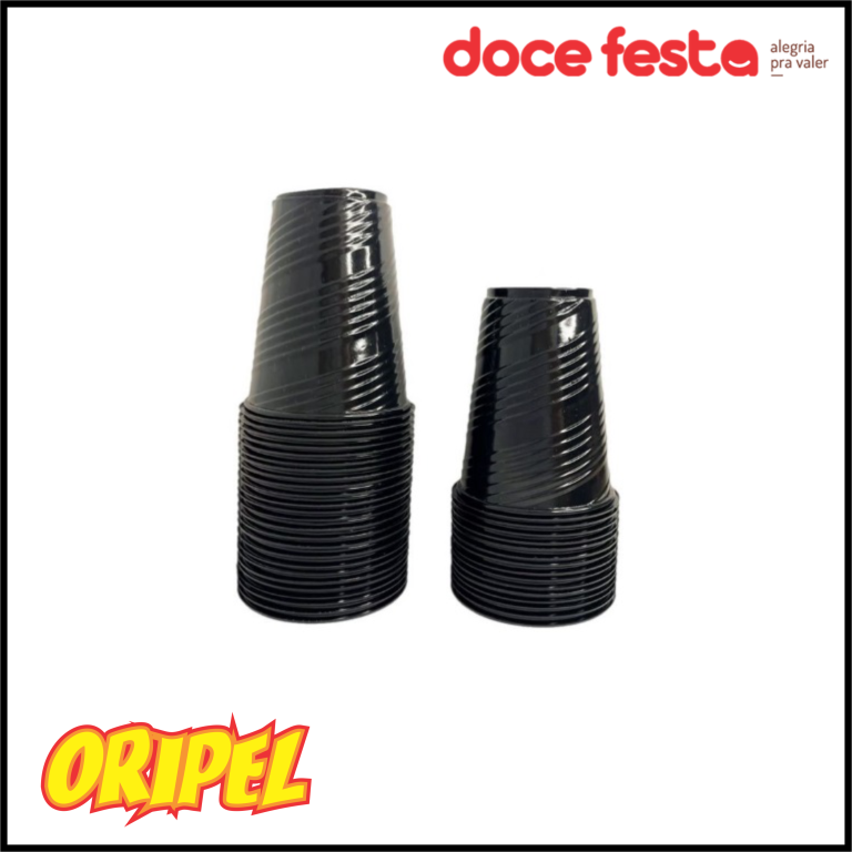 COPO PS PRETO 200ML DOCE FESTA 50 UN