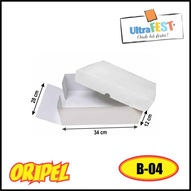 CAIXA BOLO BRANCA/B04 34X28X12CM ULTRAFEST