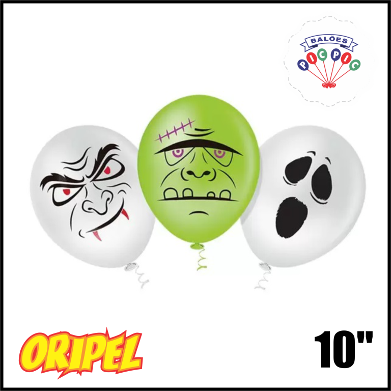 BALÃO REDONDO 10'' MONSTERS SORTIDOS PIC PIC 25 UN