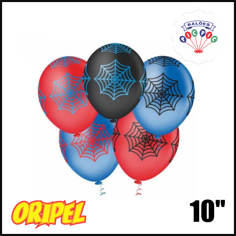 BALÃO REDONDO 10'' TEIA DE ARANHA SORTIDO PIC PIC 25 UN