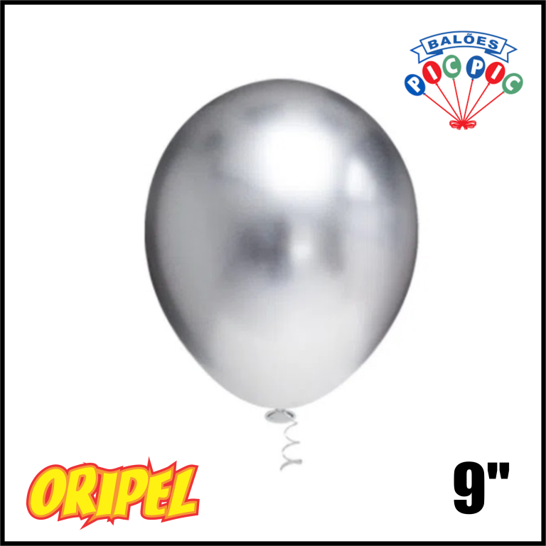 BALÃO PLATINO REDONDO 9''/PRATA PIC PIC 25 UN